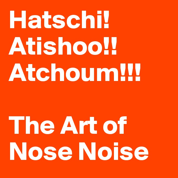 Hatschi!
Atishoo!!
Atchoum!!!
 
The Art of Nose Noise 