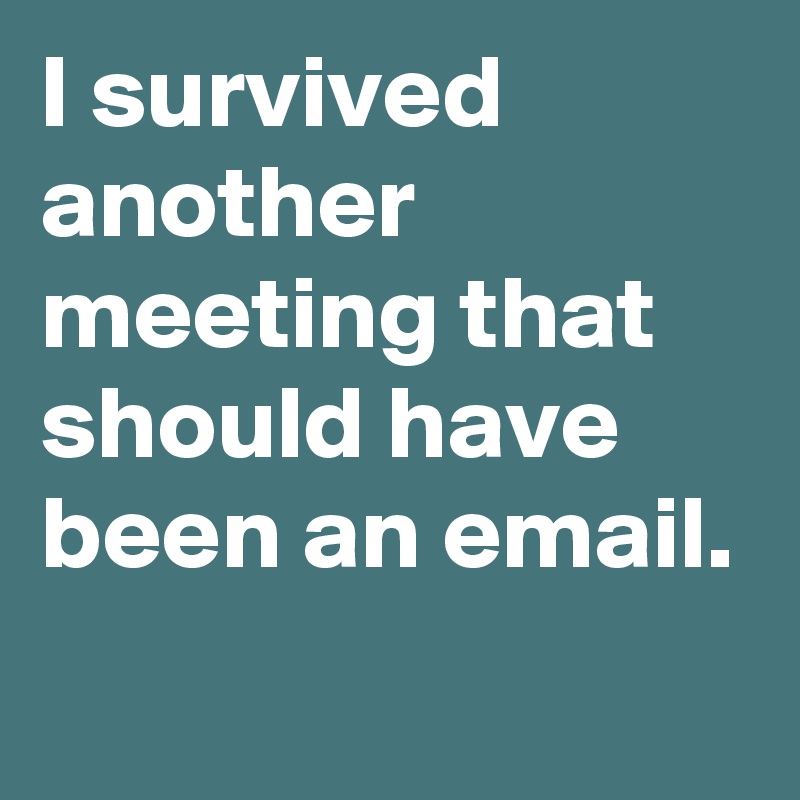 I survived another meeting that should have been an email.
