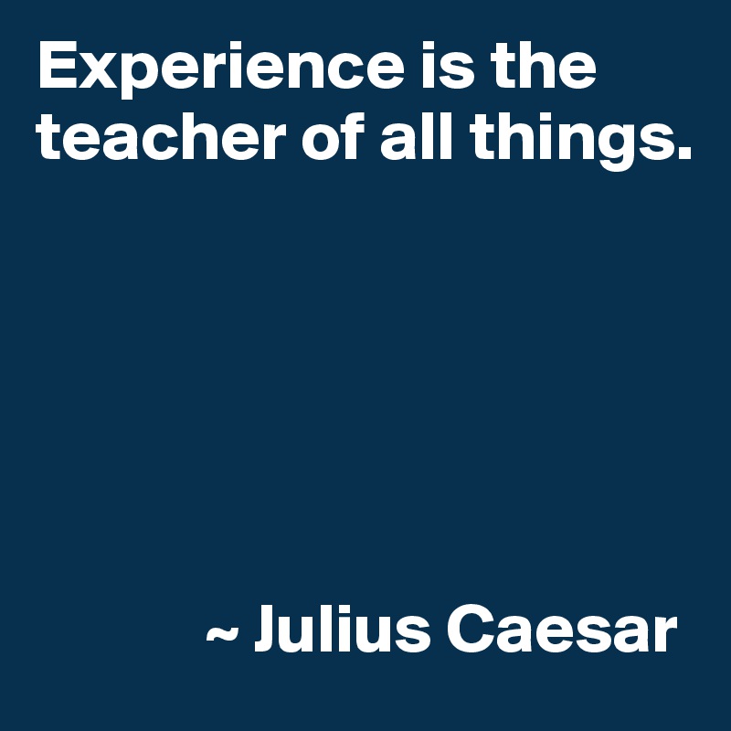 Experience is the teacher of all things.






            ~ Julius Caesar