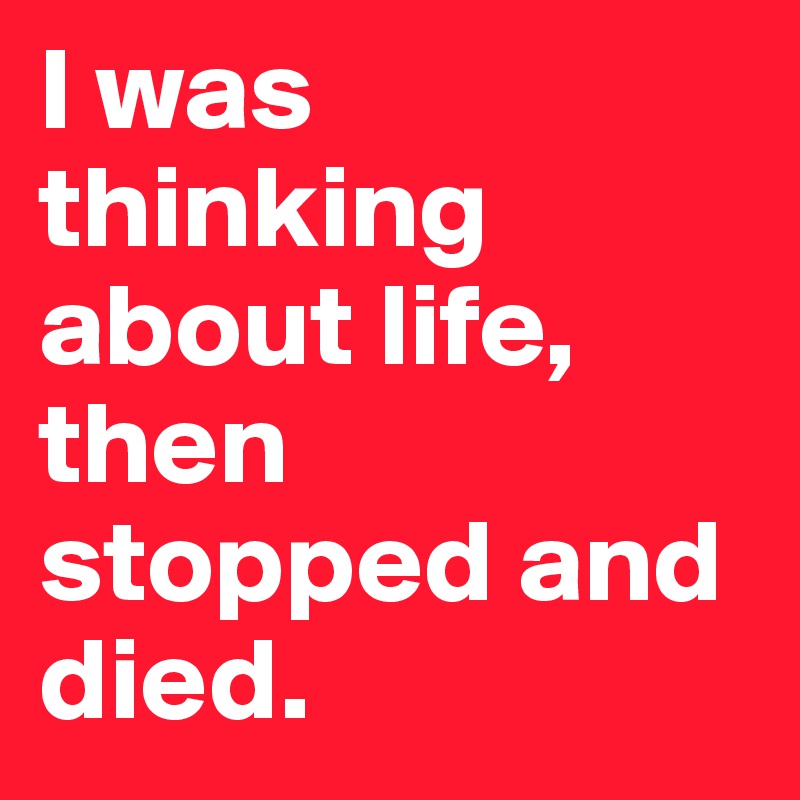 I was thinking about life, then stopped and died. 