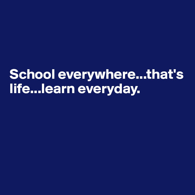 



School everywhere...that's life...learn everyday.





