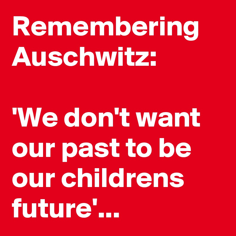 Remembering Auschwitz:

'We don't want our past to be our childrens future'...  