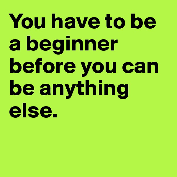 You have to be a beginner before you can be anything else.

