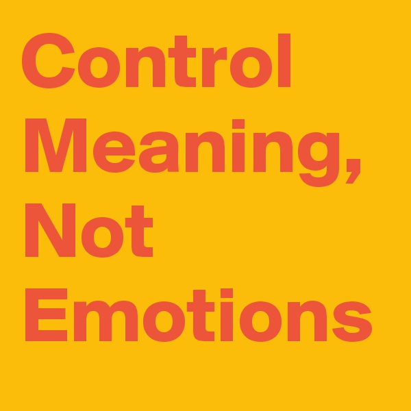 Control Meaning, Not Emotions