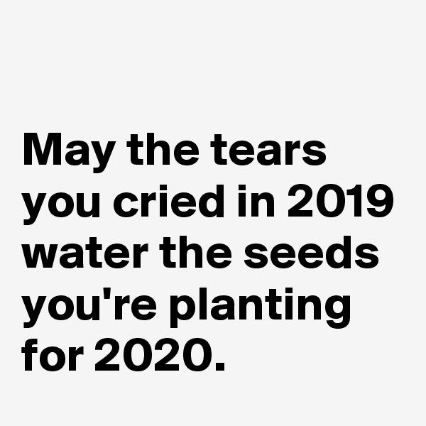 

May the tears you cried in 2019 water the seeds you're planting for 2020.