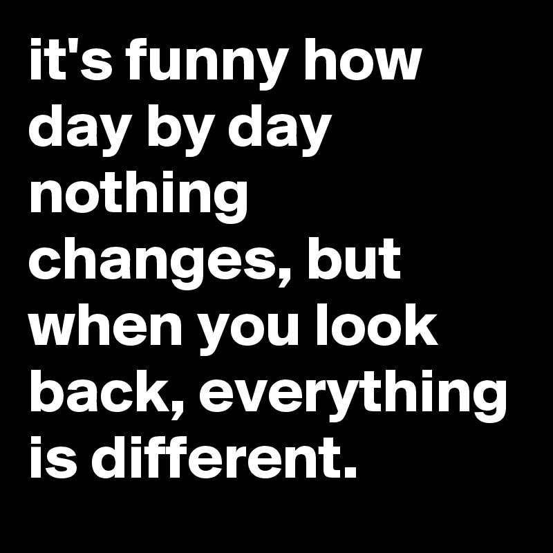 it's funny how day by day nothing changes, but when you look back, everything is different.