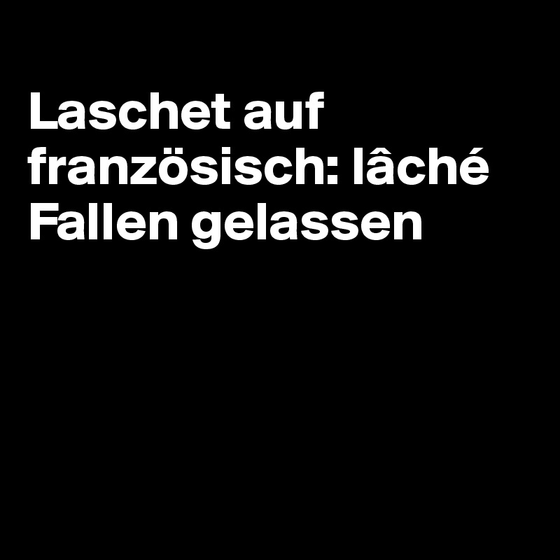 
Laschet auf französisch: lâché
Fallen gelassen




