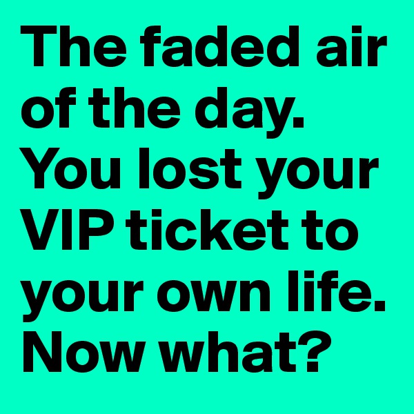 The faded air of the day. You lost your VIP ticket to your own life. Now what? 