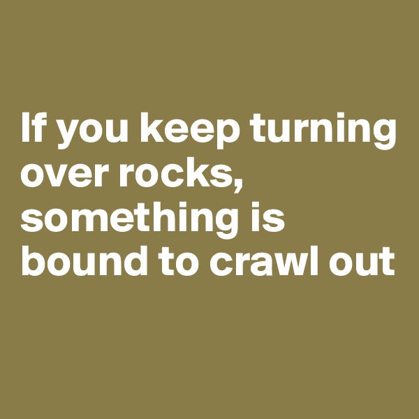 

If you keep turning over rocks, something is bound to crawl out

