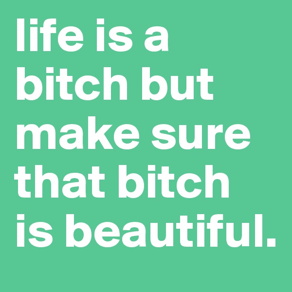 life is a bitch but make sure that bitch is beautiful. 