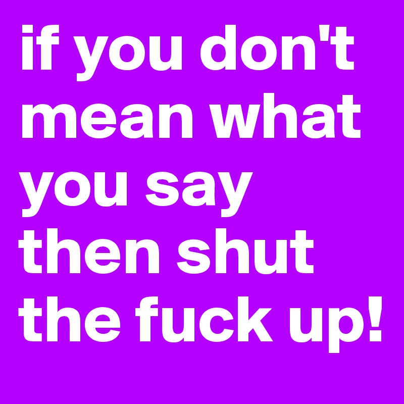 if you don't mean what you say then shut the fuck up!