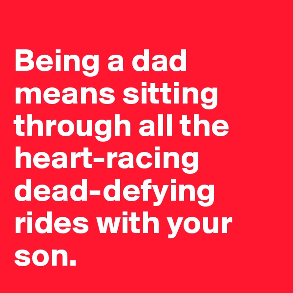 
Being a dad means sitting through all the heart-racing dead-defying rides with your son.