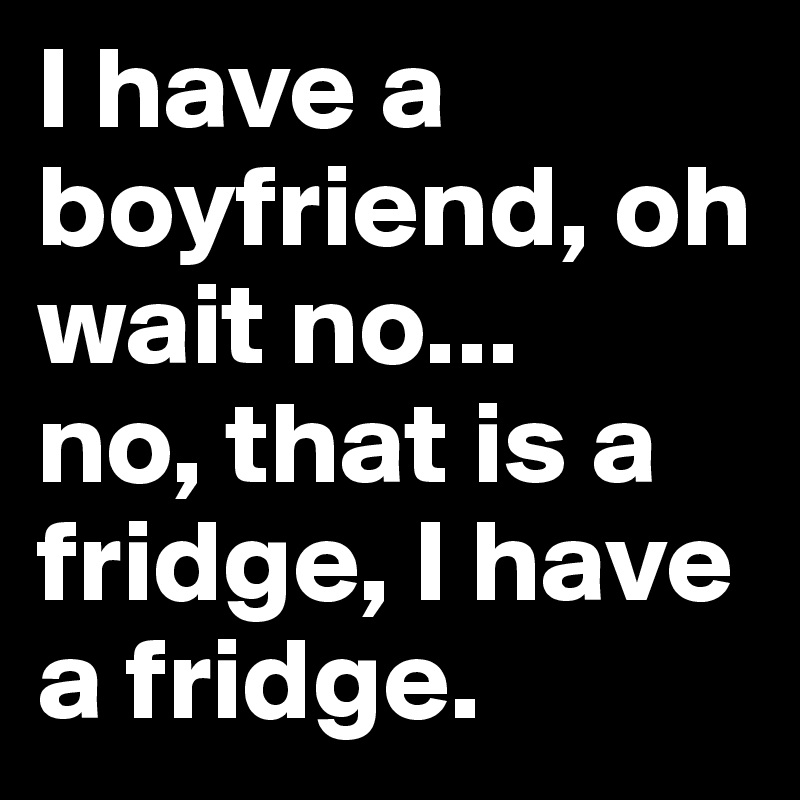 I have a boyfriend, oh wait no... 
no, that is a fridge, I have a fridge.