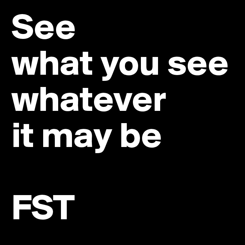 See
what you see whatever
it may be

FST