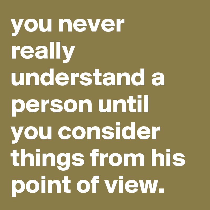 you never really understand a person until you consider things from his point of view.