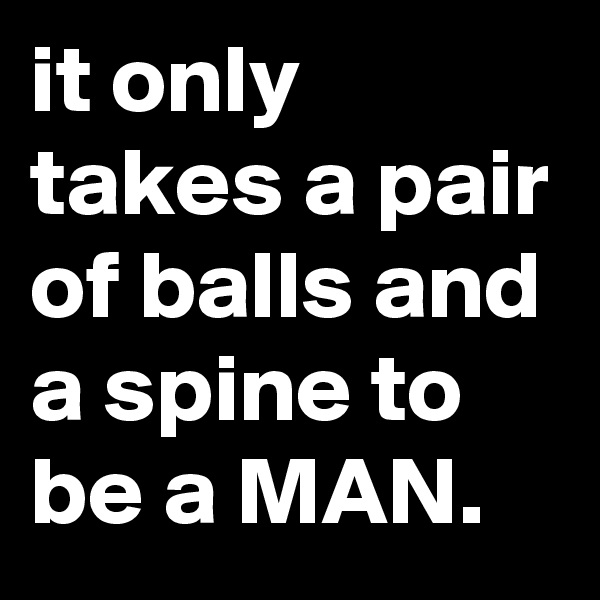 it only takes a pair of balls and a spine to be a MAN.