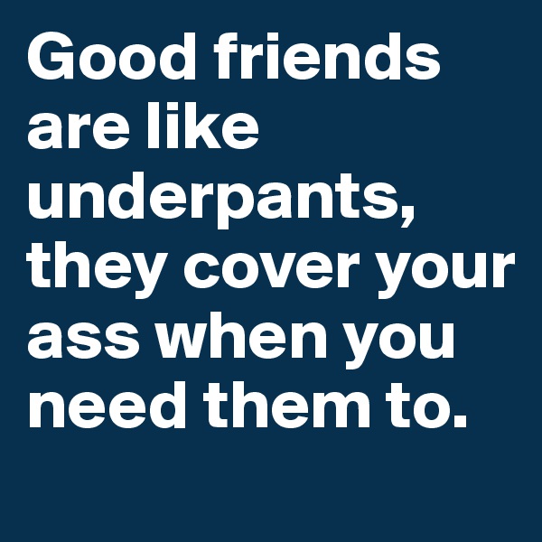 Good friends are like underpants, they cover your ass when you need them to.