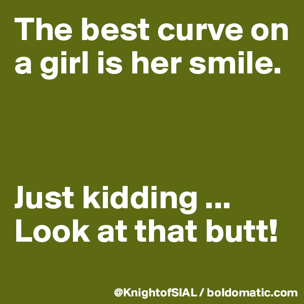 The best curve on a girl is her smile. 



Just kidding ... Look at that butt!