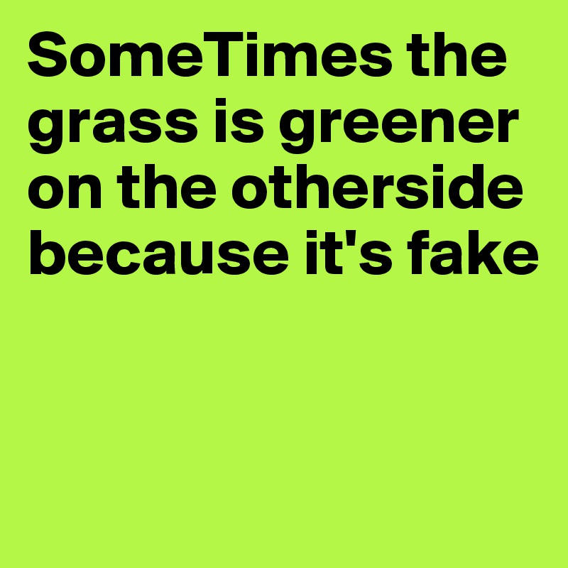 SomeTimes the grass is greener on the otherside because it's fake


