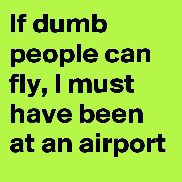 If dumb people can fly, I must have been at an airport