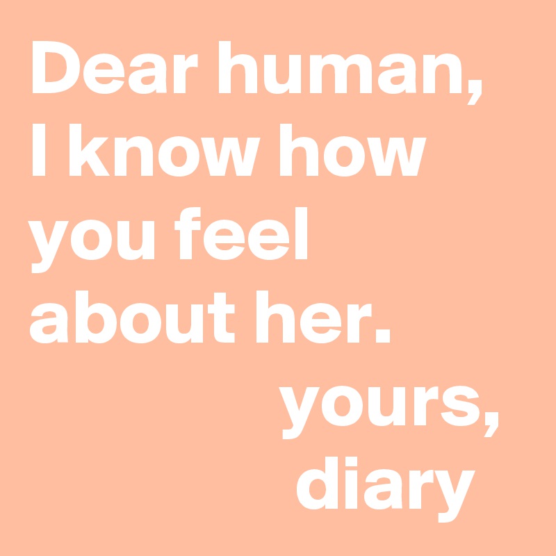 Dear human,
I know how you feel about her.
                yours,                  diary