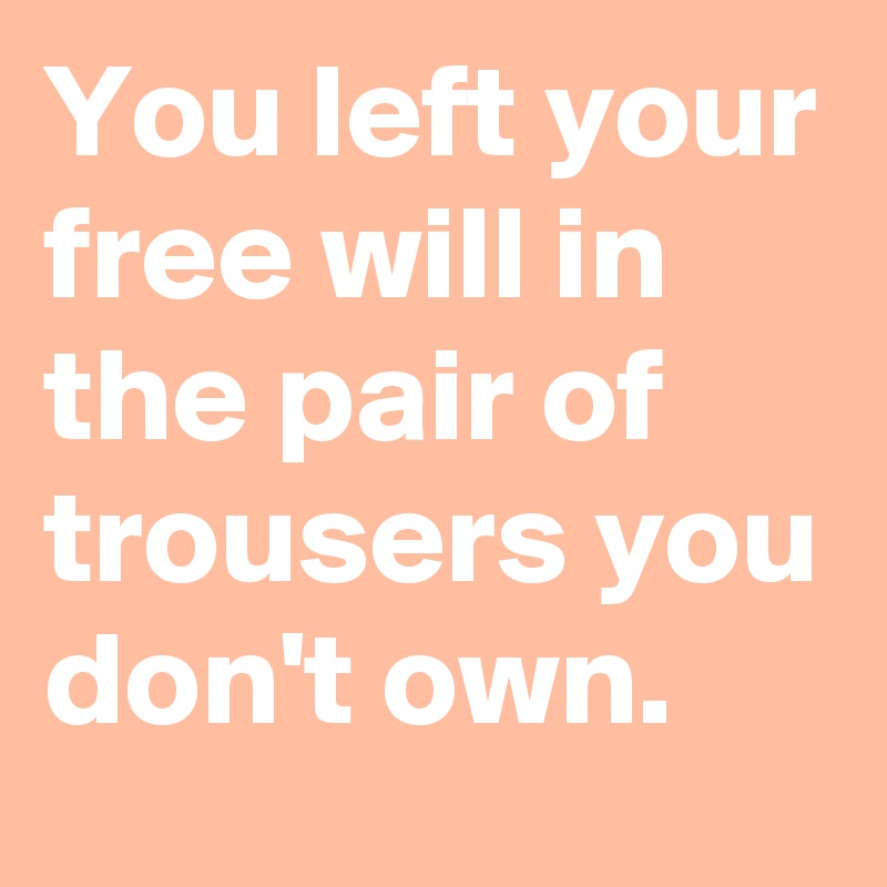 You left your free will in the pair of trousers you don't own.