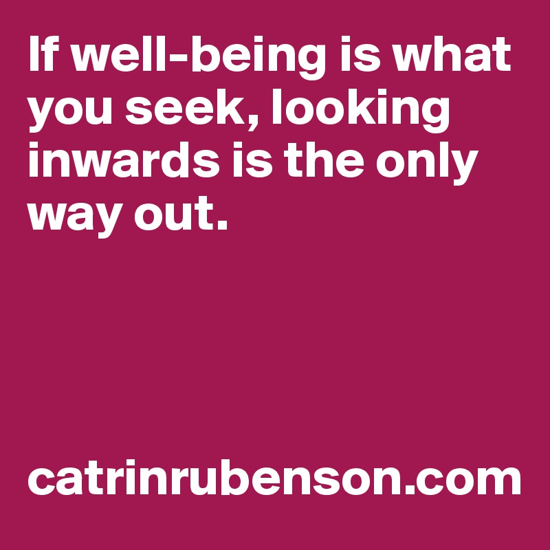 If well-being is what you seek, looking inwards is the only way out.




catrinrubenson.com