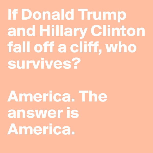 If Donald Trump and Hillary Clinton fall off a cliff, who survives?

America. The answer is America.