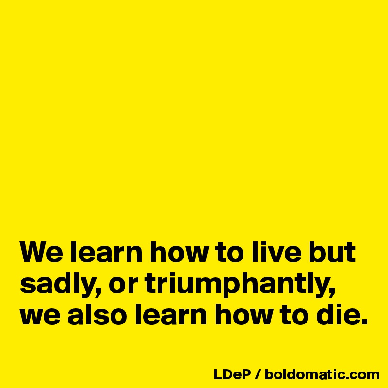 






We learn how to live but sadly, or triumphantly, we also learn how to die. 