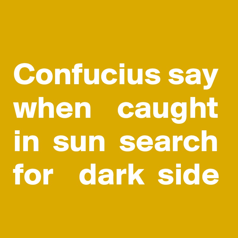 
Confucius say when    caught in  sun  search for    dark  side
 