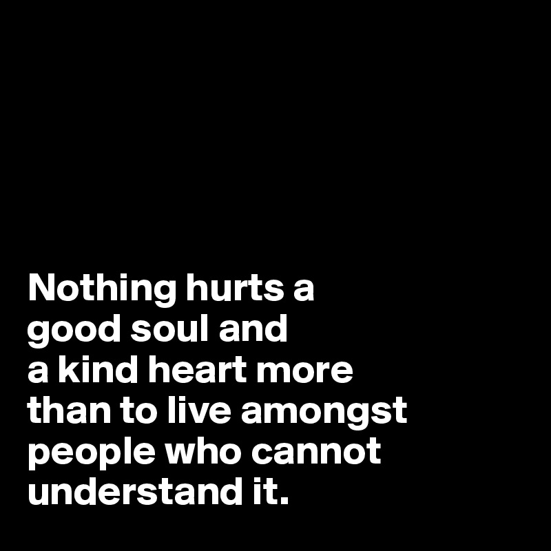 





Nothing hurts a 
good soul and 
a kind heart more 
than to live amongst people who cannot understand it.
