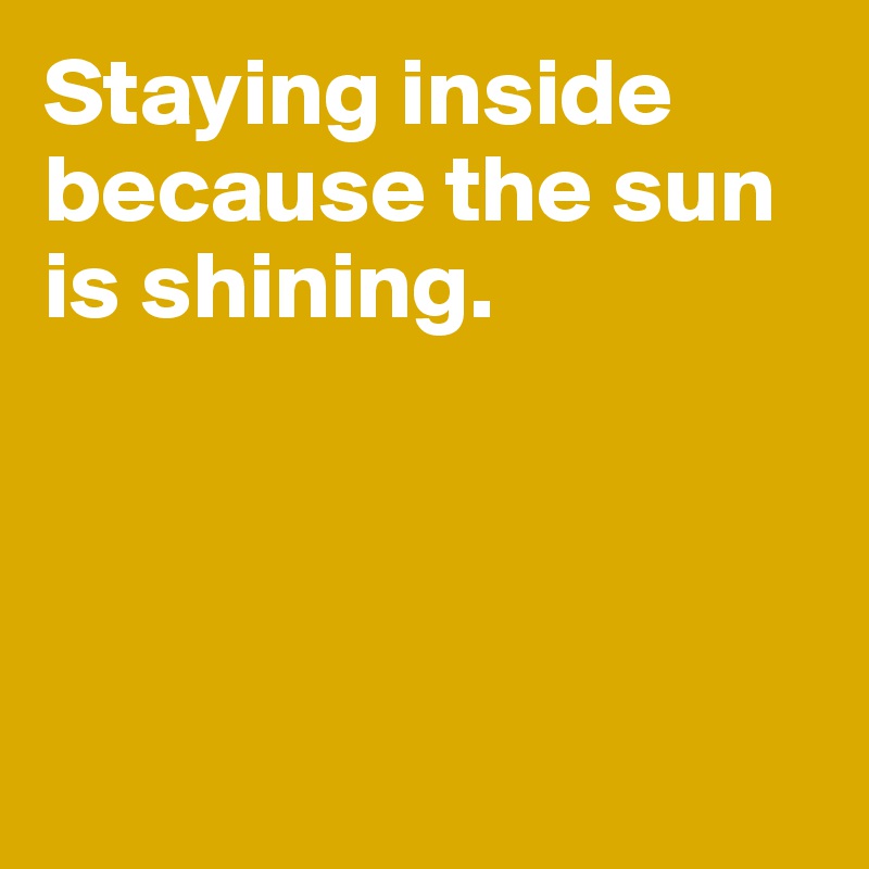 Staying inside because the sun is shining. 




 
