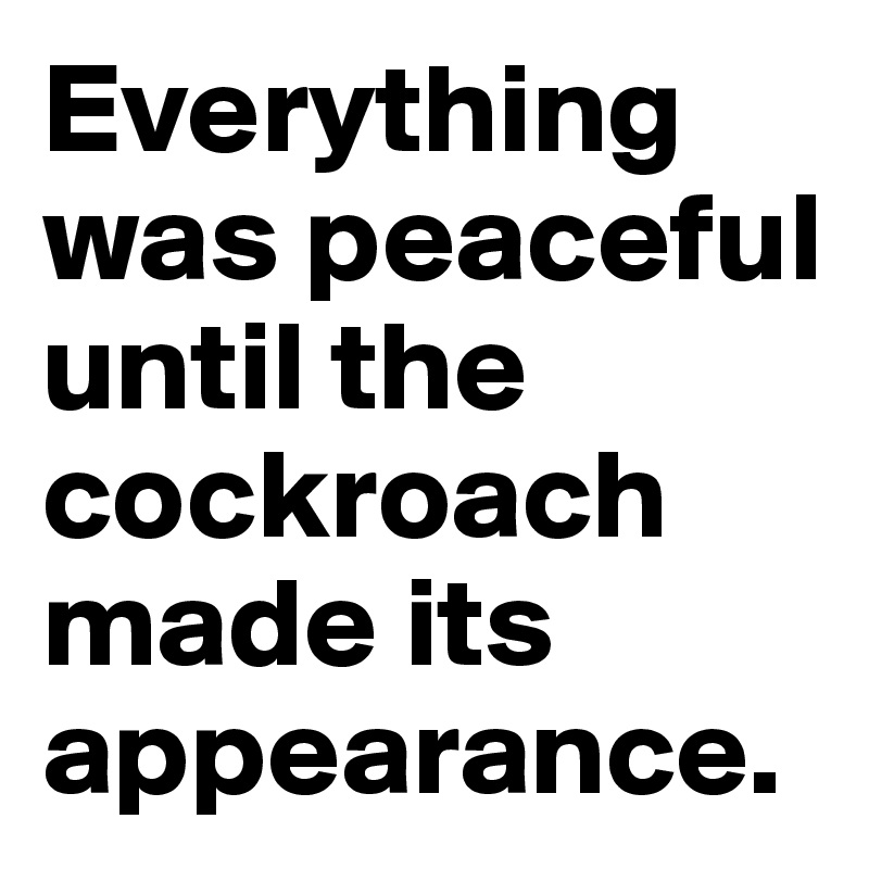 Everything was peaceful until the cockroach made its appearance. 