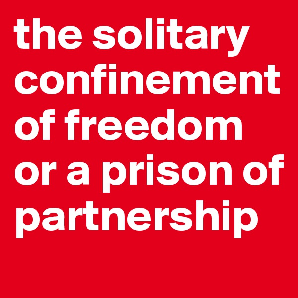 the solitary confinement of freedom or a prison of partnership