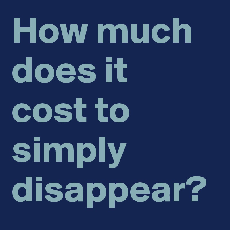 How much does it cost to simply disappear?