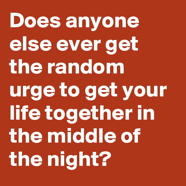 Does anyone else ever get the random urge to get your life together in the middle of the night?