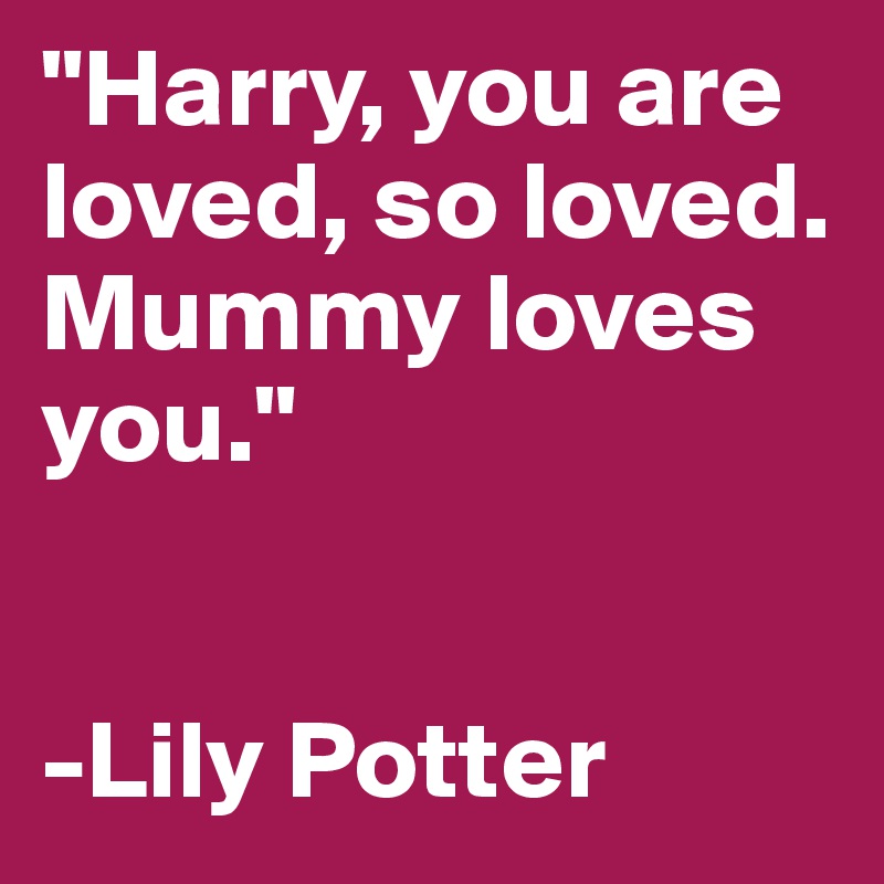 "Harry, you are loved, so loved.
Mummy loves you."


-Lily Potter