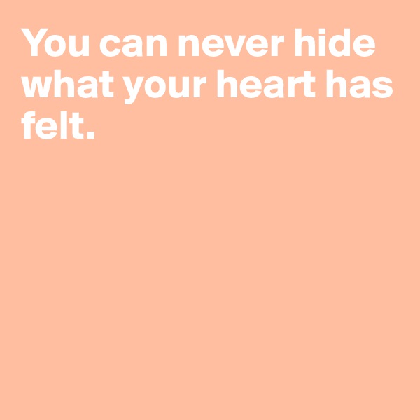 You can never hide what your heart has felt.





