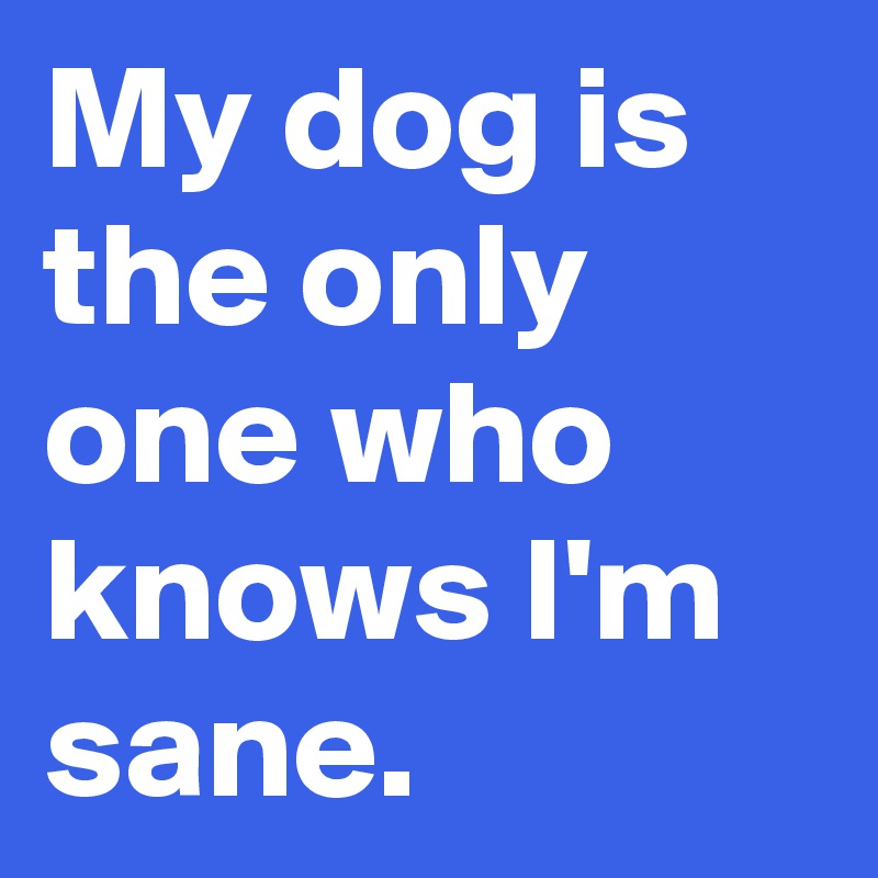 My dog is the only one who knows I'm sane.