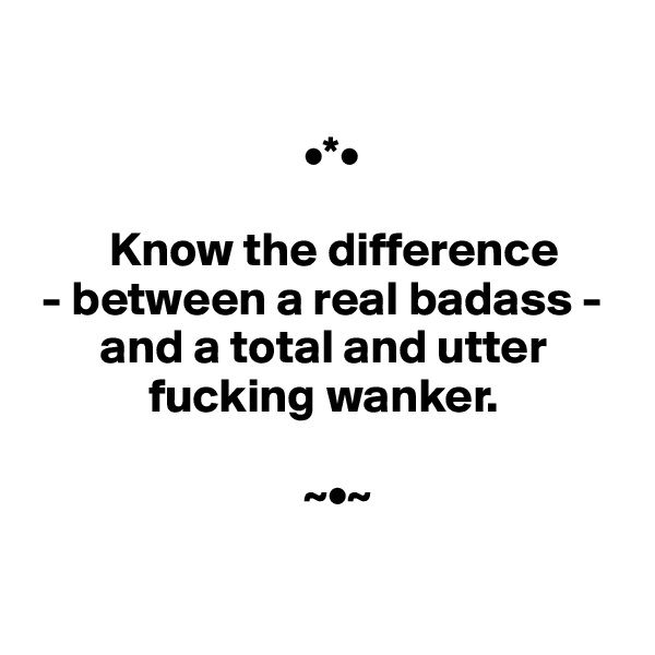 

                            •*•
         
        Know the difference
 - between a real badass - 
       and a total and utter       
            fucking wanker. 

                            ~•~

