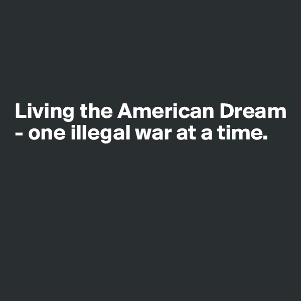 



Living the American Dream - one illegal war at a time. 





