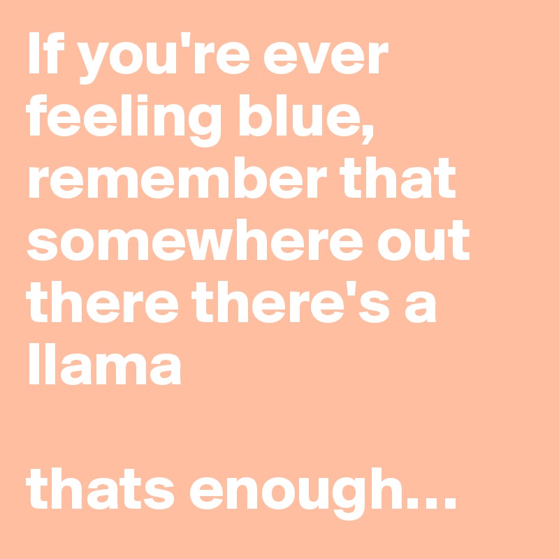 If you're ever feeling blue, remember that somewhere out there there's a llama

thats enough…