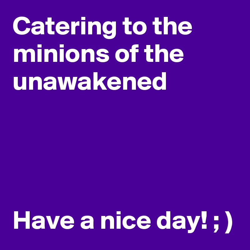 Catering to the minions of the unawakened 




Have a nice day! ; )