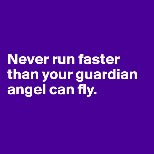 


Never run faster than your guardian angel can fly.


