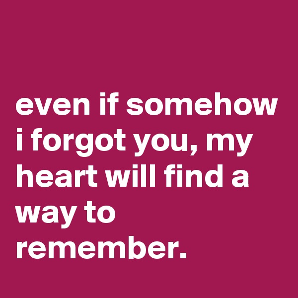 

even if somehow i forgot you, my heart will find a way to remember.