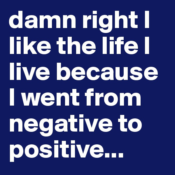 damn right I like the life I live because I went from negative to positive...