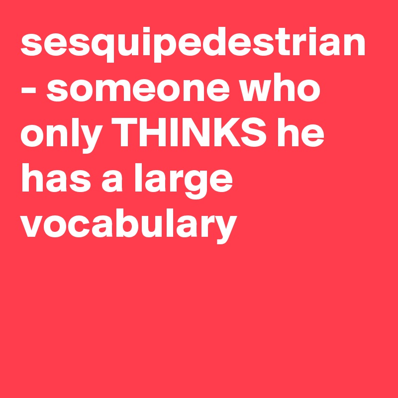sesquipedestrian - someone who only THINKS he has a large vocabulary