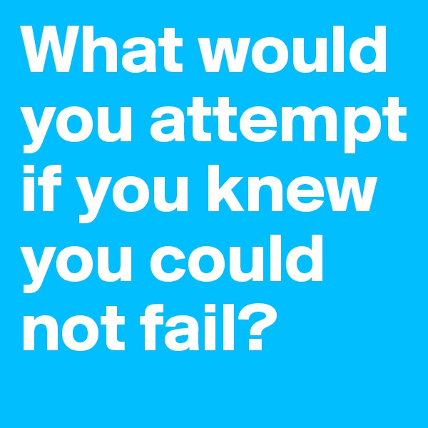What would you attempt if you knew you could not fail?