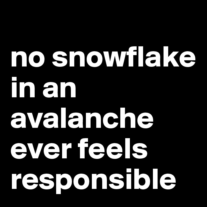  
no snowflake in an avalanche ever feels responsible