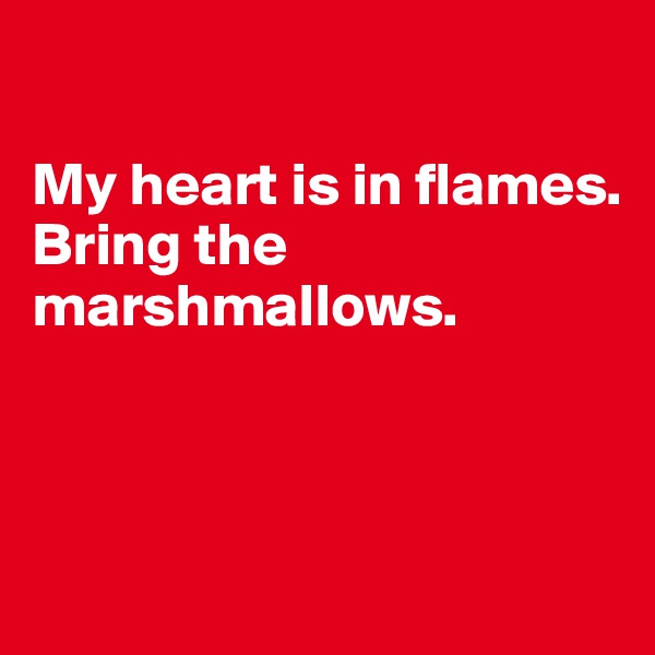 

My heart is in flames. 
Bring the marshmallows.



